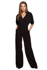 Jumpsuit Stylove til dame fra MS StyleHaven, laget av polyester; Elastan-1, farge Marineblå, størrelse M, med short; 3-4 ermer, perfekt til dress