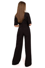 Jumpsuit Stylove til dame fra MS StyleHaven, laget av polyester; Elastan-1, farge Marineblå, størrelse L, med short; 3-4 ermer, perfekt til dress