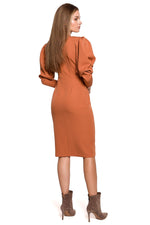 Dagkjole Stylove til dame fra MS StyleHaven, laget av polyester, farge Brun, størrelse M, med lang ermer, perfekt til dress