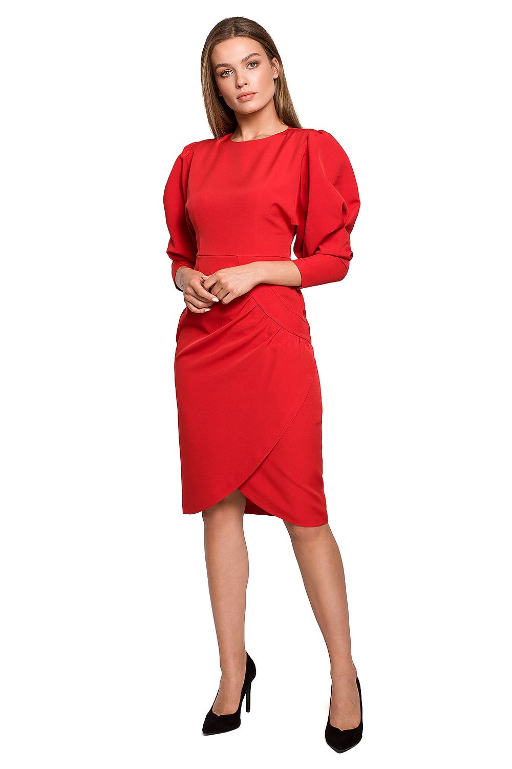 Dagkjole Stylove til dame fra MS StyleHaven, laget av polyester, farge Brun, størrelse XXL, med lang ermer, perfekt til dress