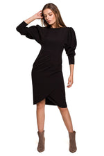 Dagkjole Stylove til dame fra MS StyleHaven, laget av polyester, farge Marineblå, størrelse M, med lang ermer, perfekt til dress