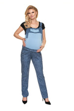Allsidige garnbukser for gravide fra PeeKaBoo til dame fra MS StyleHaven, laget av polyester, farge Blå, størrelse S/M, med short ermer, perfekt til casual; dress