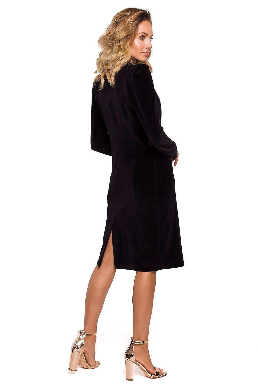Velour jakke-kjole - Moe til dame fra MS StyleHaven, laget av Bomull; polyester, farge Svart, størrelse M, med long ermer, perfekt til dress