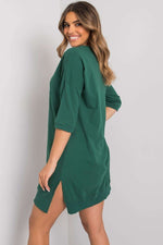 Dagkjole-Relevance til dame fra MS StyleHaven, laget av Bomull, farge Grønn, størrelse L/XL, med 45720 ermer, perfekt til casual; dress