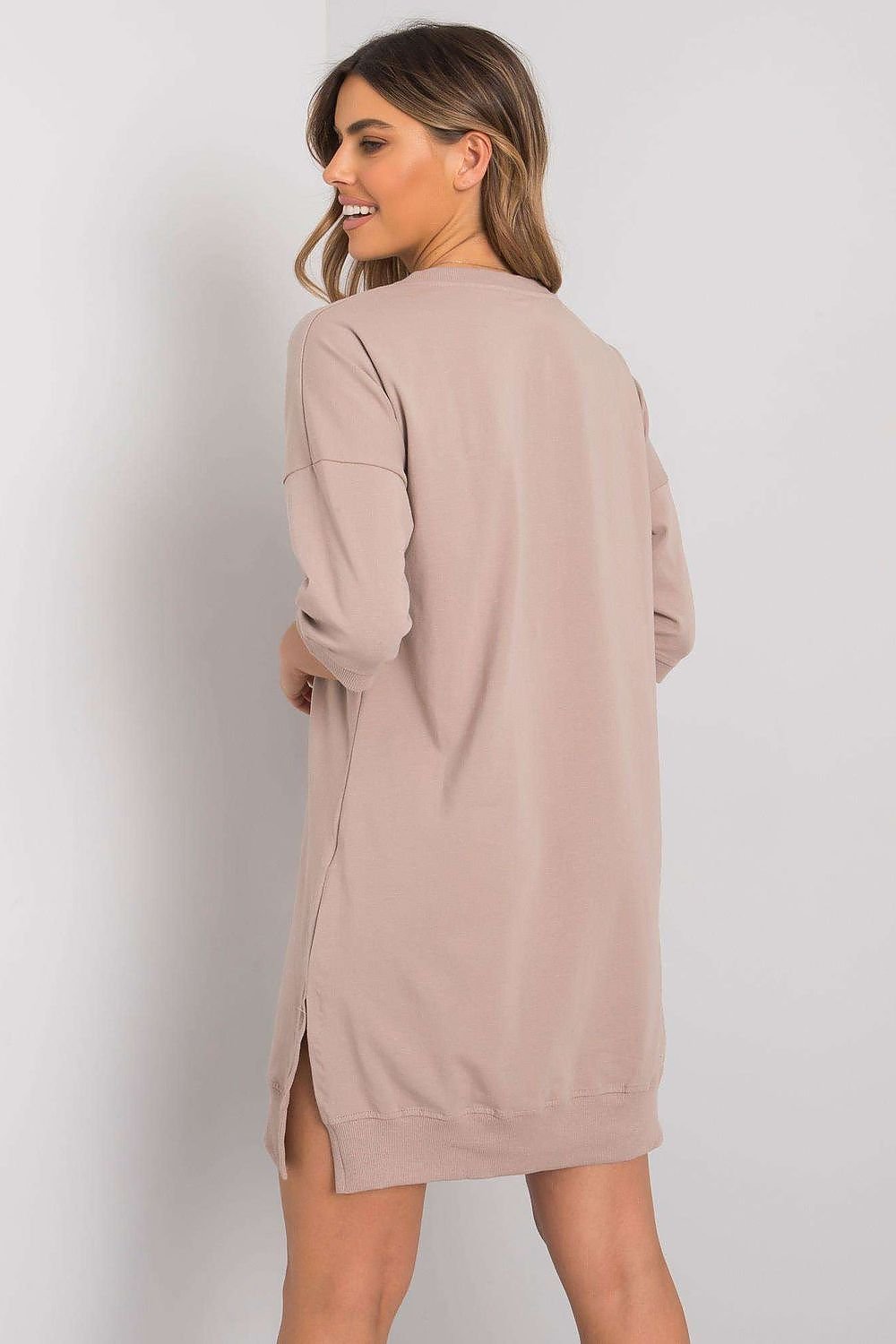 Dagkjole-Relevance til dame fra MS StyleHaven, laget av Bomull, farge beige, størrelse L/XL, med 45720 ermer, perfekt til casual; dress