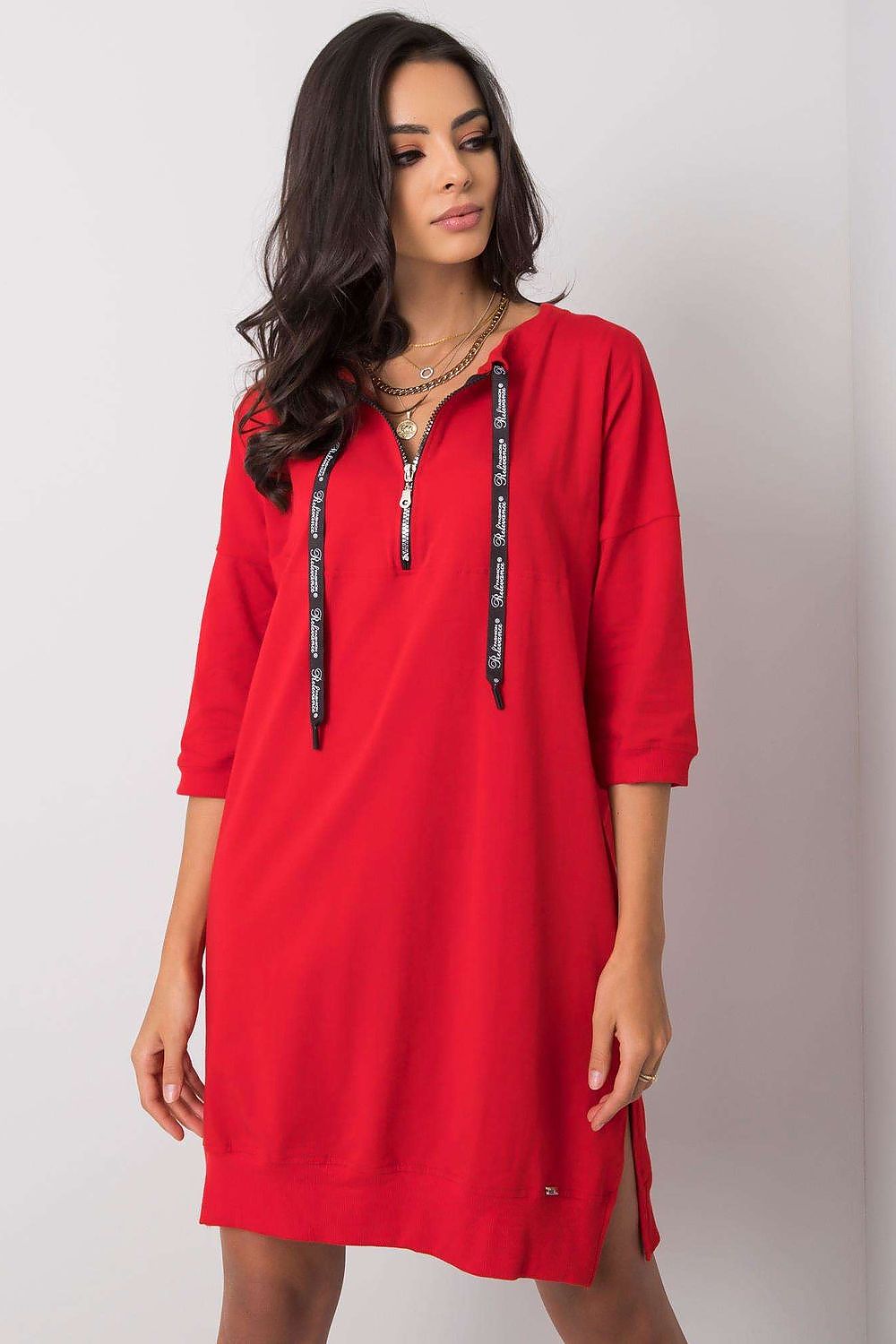 Dagkjole-Relevance til dame fra MS StyleHaven, laget av Bomull, farge Rød, størrelse L/XL, med 45720 ermer, perfekt til casual; dress
