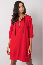 Dagkjole-Relevance til dame fra MS StyleHaven, laget av Bomull, farge Rød, størrelse L/XL, med 45720 ermer, perfekt til casual; dress