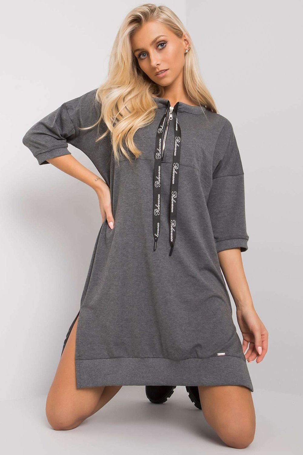 Dagkjole-Relevance til dame fra MS StyleHaven, laget av Bomull, farge Svart, størrelse L/XL, med 45720 ermer, perfekt til casual; dress