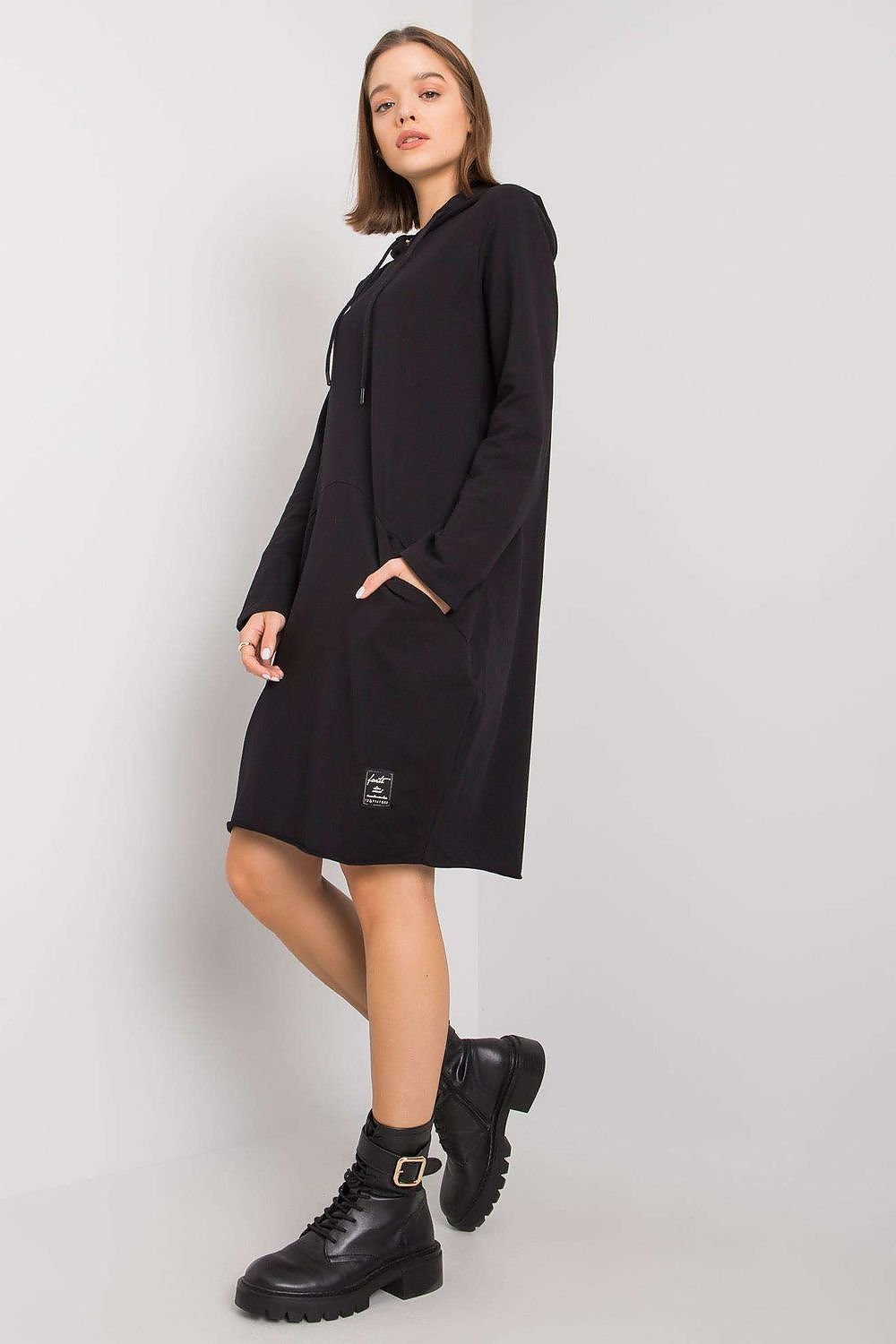Dagkjole-Relevance til dame fra MS StyleHaven, laget av Bomull, farge Svart, størrelse L/XL, med long ermer, perfekt til casual; dress