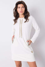 Dagkjole-Relevance til dame fra MS StyleHaven, laget av Bomull, farge beige, størrelse L/XL, med long ermer, perfekt til casual; dress
