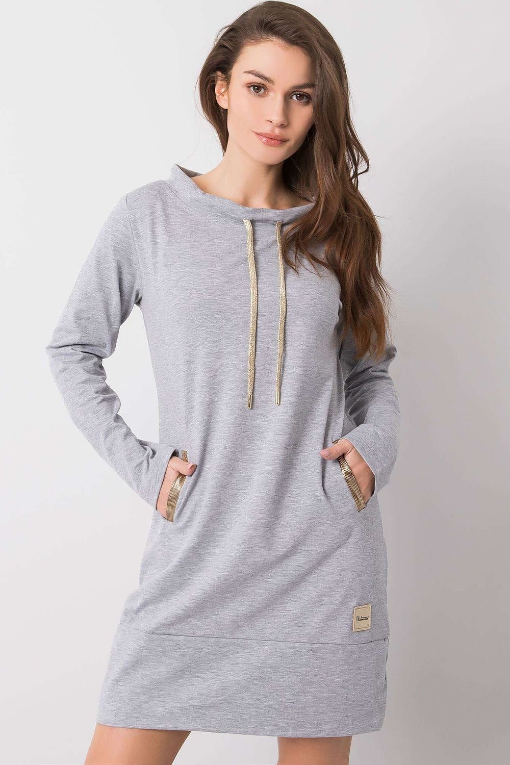 Dagkjole-Relevance til dame fra MS StyleHaven, laget av Bomull, farge Grå, størrelse L/XL, med long ermer, perfekt til casual; dress