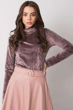 Høst turtleneck Lakerta til dame fra MS StyleHaven, laget av Bomull; Viskose; polyester; Elastan, farge beige, størrelse L/XL, med long ermer, perfekt til casual; dress