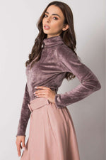 Høst turtleneck Lakerta til dame fra MS StyleHaven, laget av Bomull; Viskose; polyester; Elastan, farge beige, størrelse L/XL, med long ermer, perfekt til casual; dress
