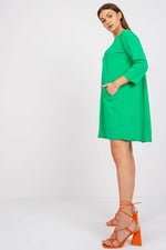 Stilig dagskjole med løs passform - Relevance til dame fra MS StyleHaven, laget av Bomull; Elastan-1, farge Grønn, størrelse L/XL, med 45720 ermer, perfekt til casual; dress