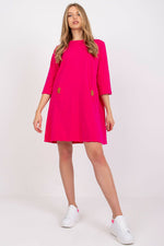 Stilig dagskjole med løs passform - Relevance til dame fra MS StyleHaven, laget av Bomull; Elastan-1, farge Rosa, størrelse L/XL, med 45720 ermer, perfekt til casual; dress