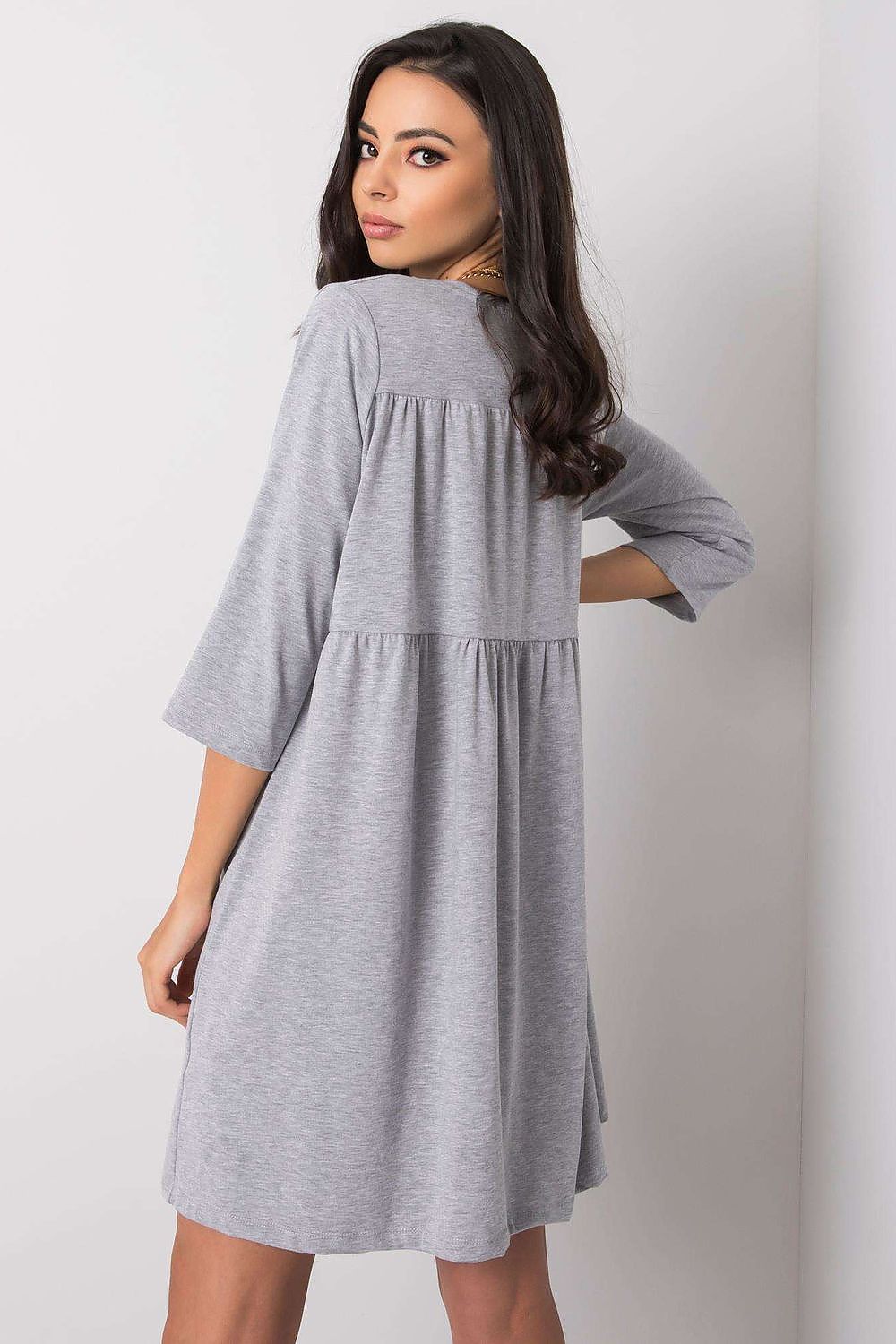 Stilig dagskjole med løs passform - Relevance til dame fra MS StyleHaven, laget av Bomull; Elastan-1, farge Blå, størrelse S/M, med 45720 ermer, perfekt til casual; dress