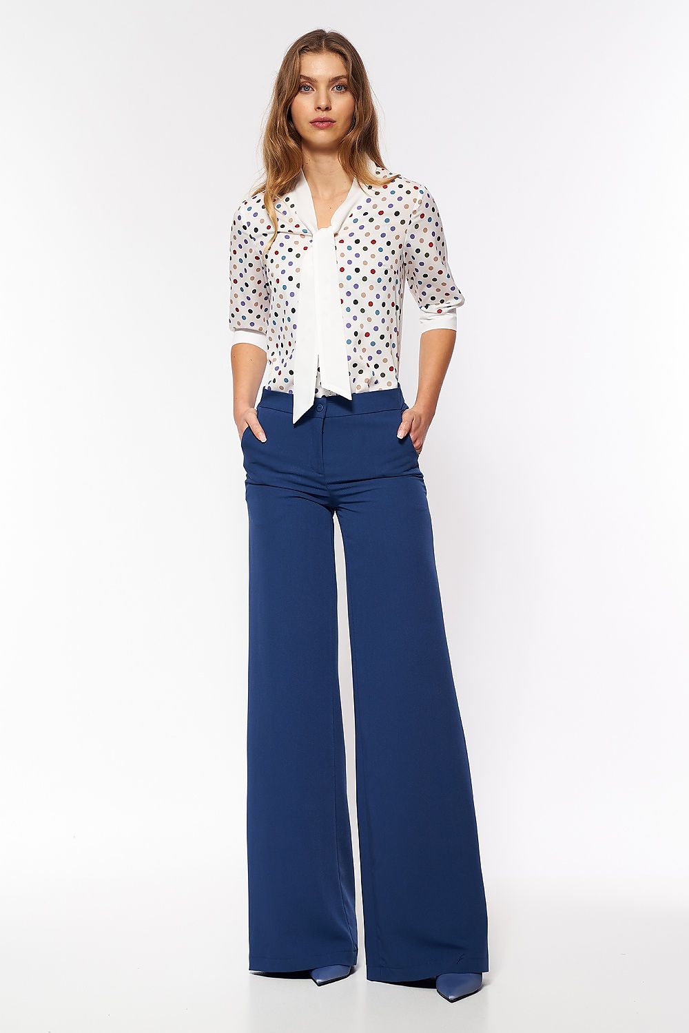 Bukser Nife til dame fra MS StyleHaven, laget av Bomull; polyester, farge Marineblå, størrelse 38, med sleeveless ermer, perfekt til casual; dress