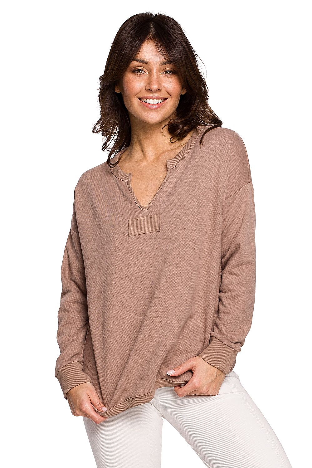 Tidløs komfortgenser fra BeWear til dame fra MS StyleHaven, laget av Bomull; polyester, farge beige, størrelse XXL, med long ermer, perfekt til dress