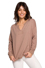 Tidløs komfortgenser fra BeWear til dame fra MS StyleHaven, laget av Bomull; polyester, farge beige, størrelse XXL, med long ermer, perfekt til dress