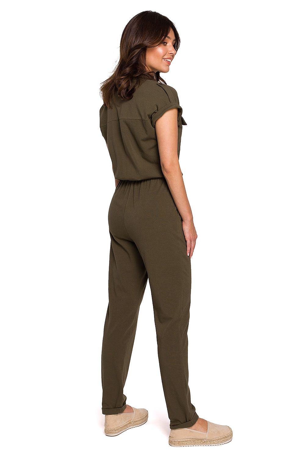 Jumpsuit -Dress BeWear til dame fra MS StyleHaven, laget av Bomull, farge Grønn, størrelse M, med cap; short ermer, perfekt til dress