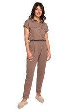 Jumpsuit -Dress BeWear til dame fra MS StyleHaven, laget av Bomull, farge Grønn, størrelse L, med cap; short ermer, perfekt til dress