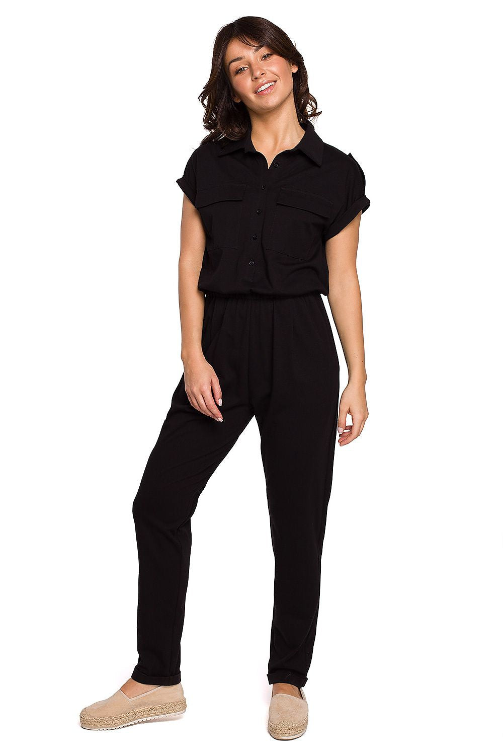 Jumpsuit -Dress BeWear til dame fra MS StyleHaven, laget av Bomull, farge Brun, størrelse M, med cap; short ermer, perfekt til dress