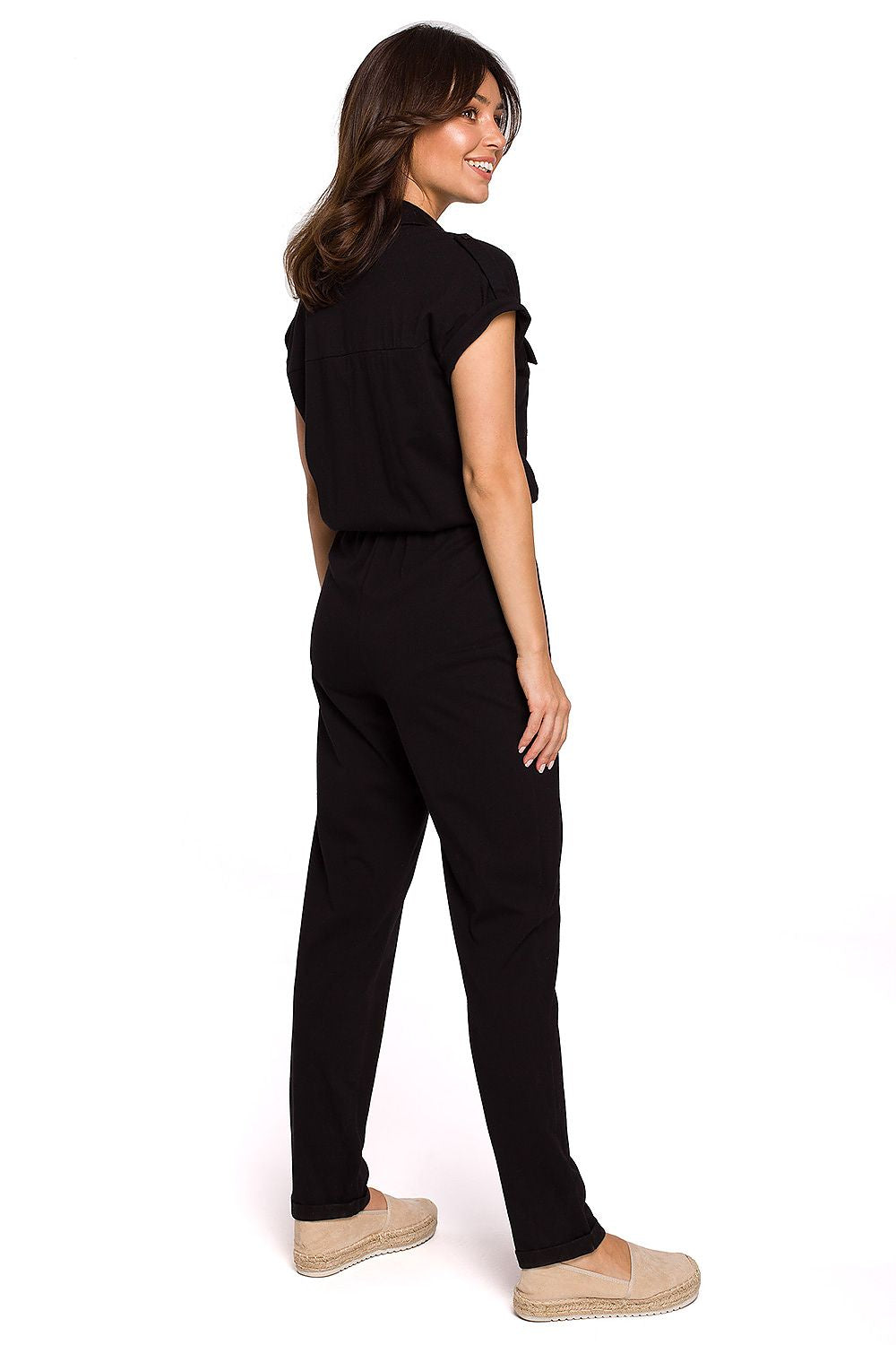 Jumpsuit -Dress BeWear til dame fra MS StyleHaven, laget av Bomull, farge Brun, størrelse L, med cap; short ermer, perfekt til dress