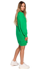Langt snittet sweatshirt / Dagkjole - Moe til dame fra MS StyleHaven, laget av Bomull, farge Grønn, størrelse L, med long ermer, perfekt til dress