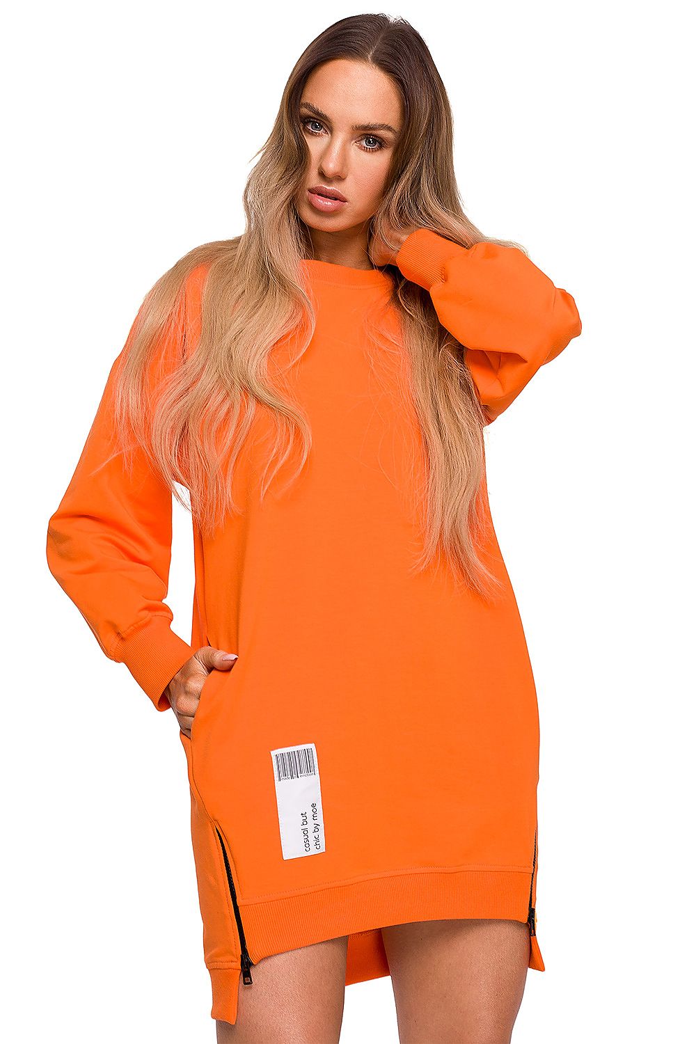Langt snittet sweatshirt / Dagkjole - Moe til dame fra MS StyleHaven, laget av Bomull, farge Grønn, størrelse XL, med long ermer, perfekt til dress