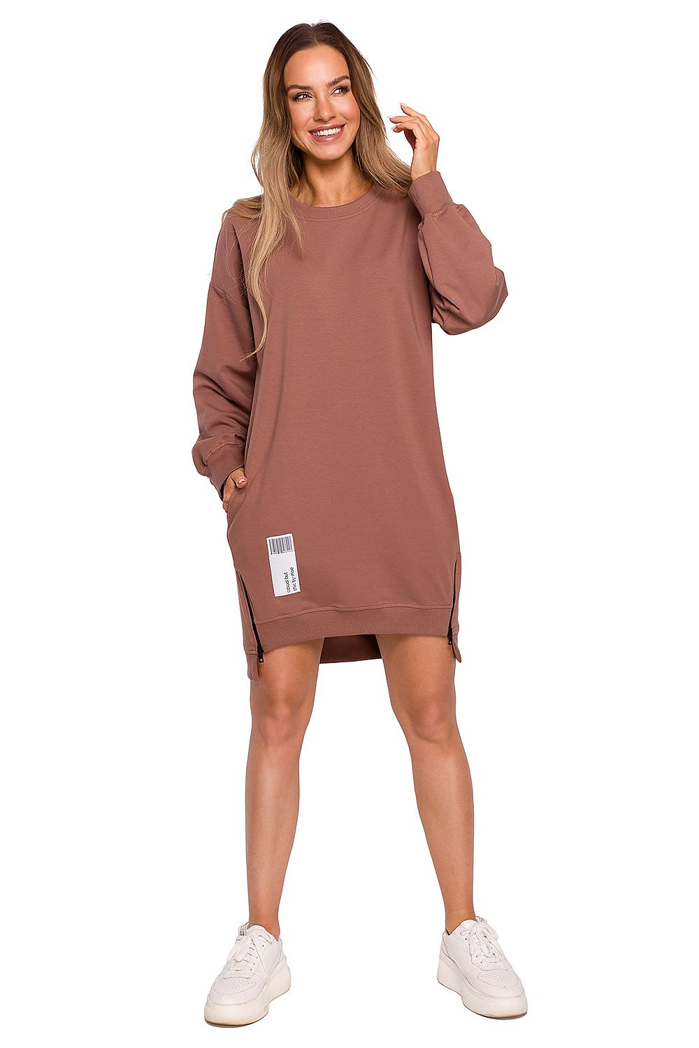 Langt snittet sweatshirt / Dagkjole - Moe til dame fra MS StyleHaven, laget av Bomull, farge Oransje, størrelse M, med long ermer, perfekt til dress
