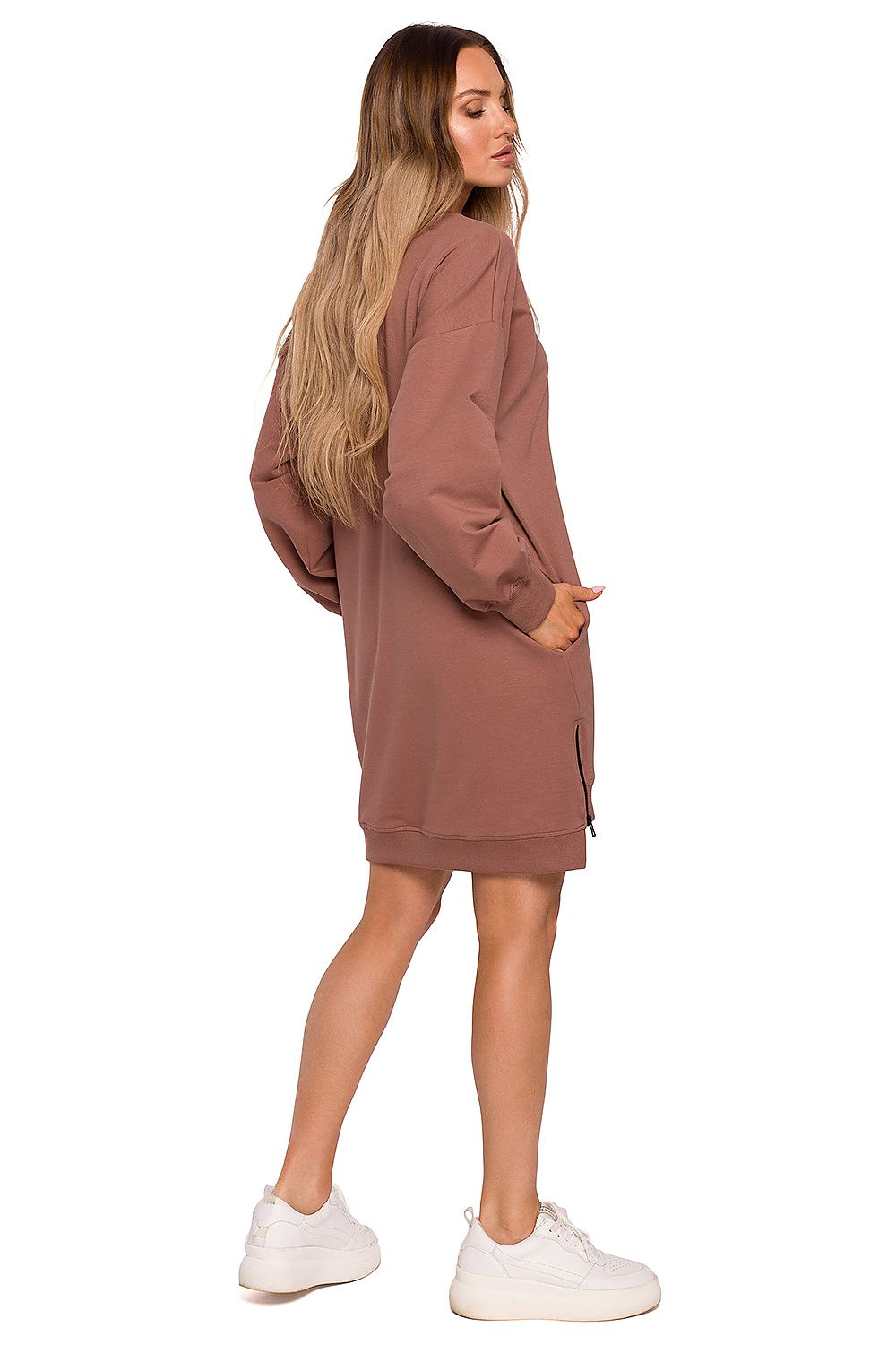 Langt snittet sweatshirt / Dagkjole - Moe til dame fra MS StyleHaven, laget av Bomull, farge Oransje, størrelse L, med long ermer, perfekt til dress