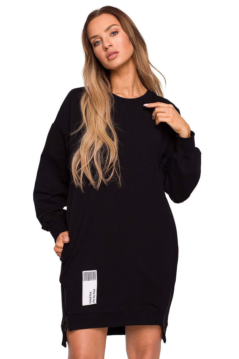 Langt snittet sweatshirt / Dagkjole - Moe til dame fra MS StyleHaven, laget av Bomull, farge Oransje, størrelse XL, med long ermer, perfekt til dress