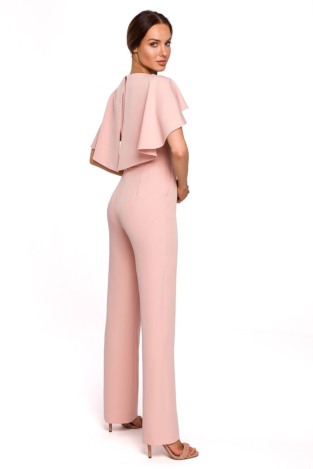 V-Hals Jumpsuit - Moe til dame fra MS StyleHaven, laget av polyester, farge Grønn, størrelse XL, med long ermer, perfekt til casual; dress