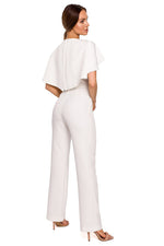 V-Hals Jumpsuit - Moe til dame fra MS StyleHaven, laget av polyester, farge Rosa, størrelse s, med long ermer, perfekt til casual; dress