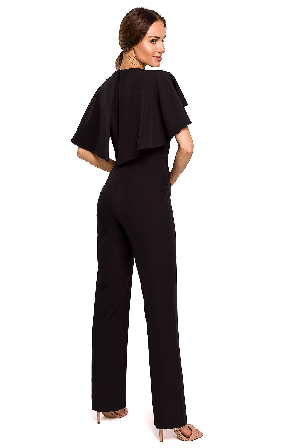 V-Hals Jumpsuit - Moe til dame fra MS StyleHaven, laget av polyester, farge Rosa, størrelse XXL, med long ermer, perfekt til casual; dress