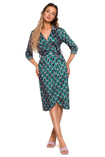 Geometrisk Dagkjole - Moe til dame fra MS StyleHaven, laget av polyester, farge Flerfarget, størrelse L, med 45720 ermer, perfekt til dress