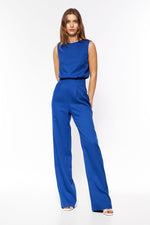 Jumpsuit Nife til dame fra MS StyleHaven, laget av polyester, farge Blå, størrelse 36, med sleeveless ermer, perfekt til casual; dress