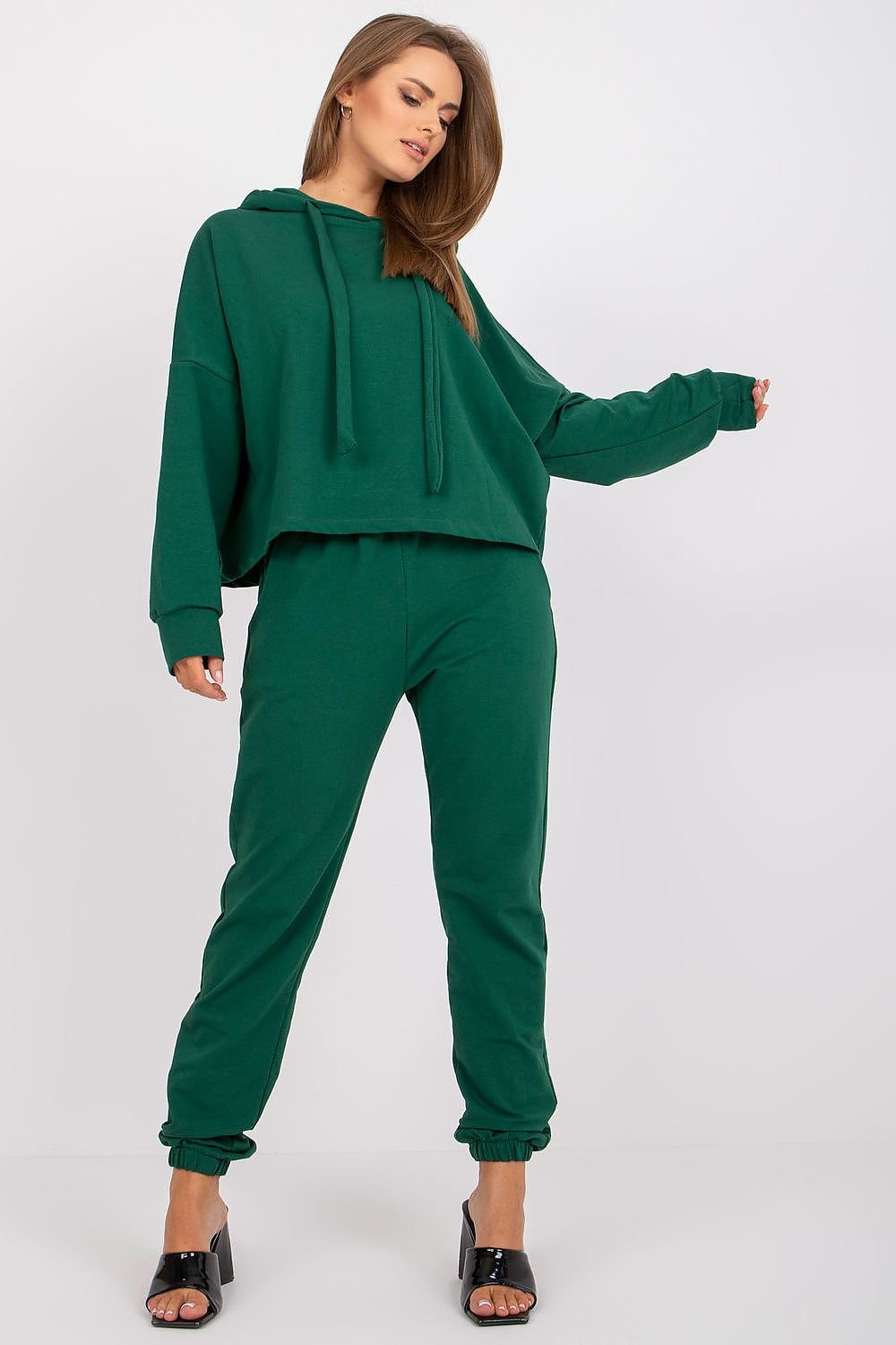 Sett - Relevance til dame fra MS StyleHaven, laget av Bomull, farge Grønn, størrelse S/M, med 45720 ermer, perfekt til casual; dress