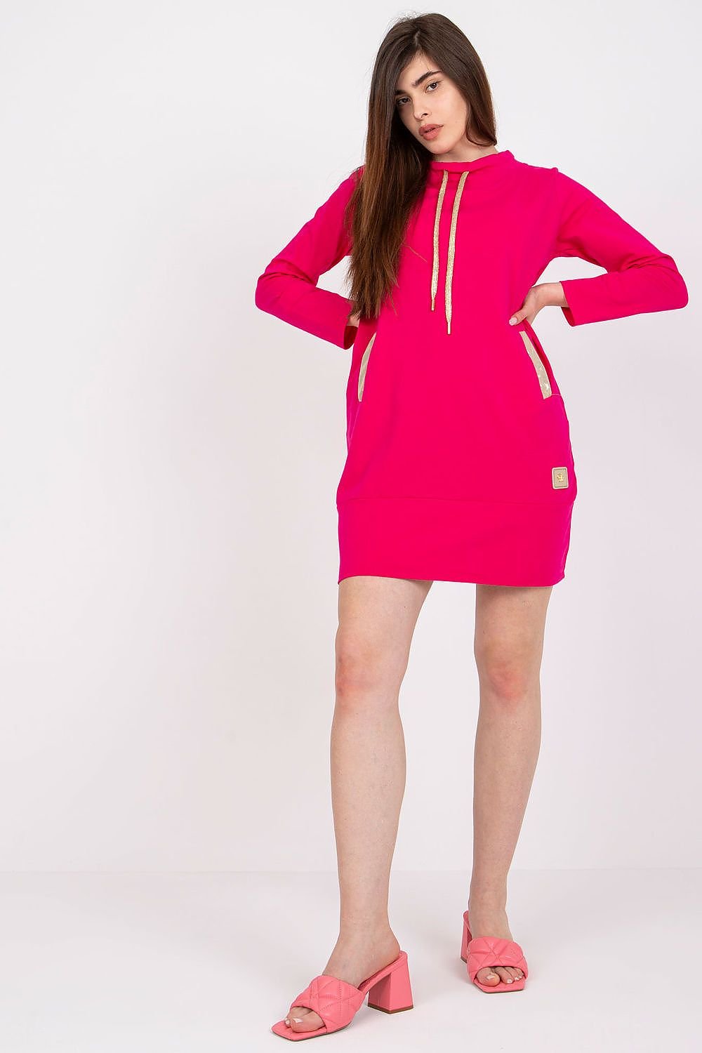 Dagkjole-Relevance til dame fra MS StyleHaven, laget av Bomull, farge Rosa, størrelse L/XL, med long ermer, perfekt til casual; dress