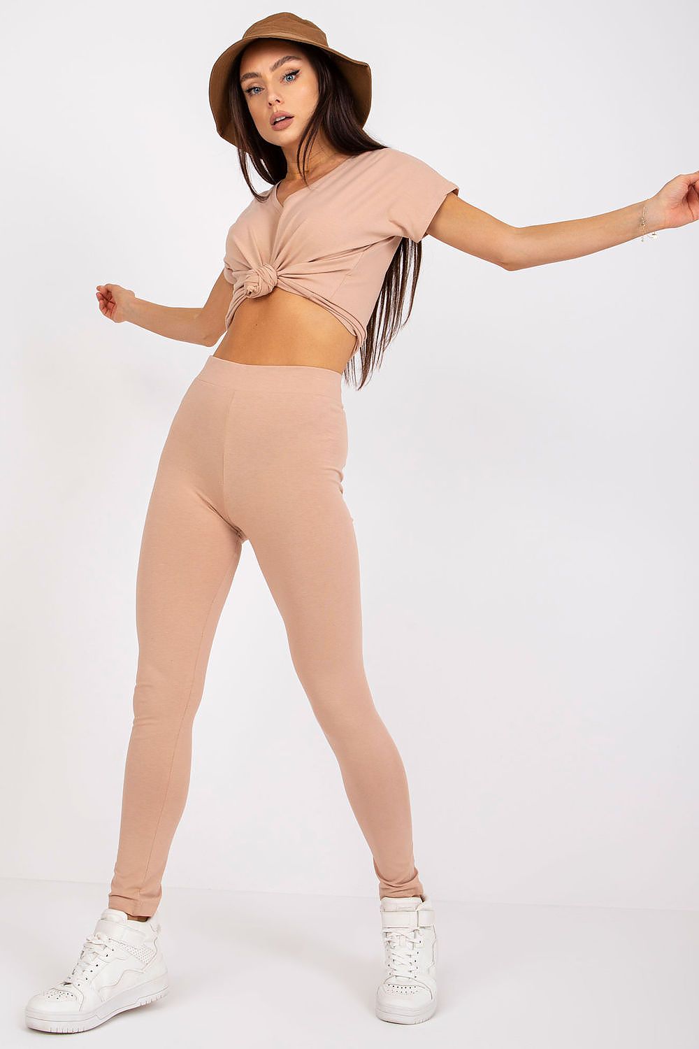 Leggings BFG til dame fra MS StyleHaven, laget av Bomull; Elastan-1, farge Grønn 4, størrelse M, med sleeveless ermer, perfekt til casual; dress