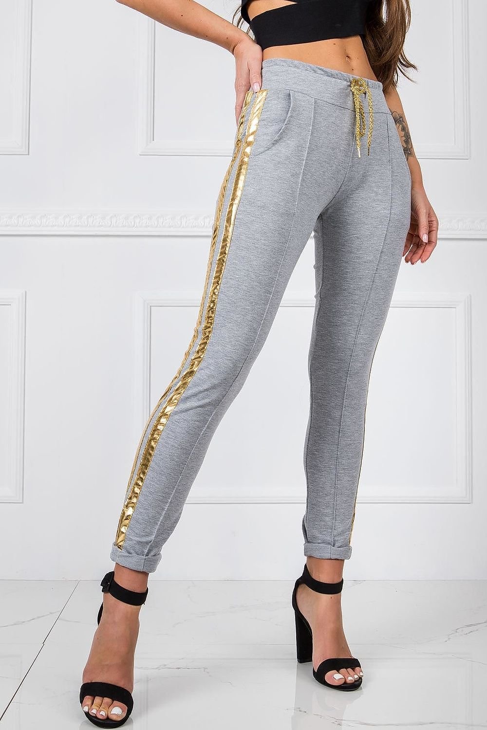 StrideLine – Joggebukser for kvinner med kontraststriper på siden til dame fra MS StyleHaven, laget av Bomull; Elastan-1, farge Marineblå, størrelse XL, med sleeveless ermer, perfekt til casual; dress