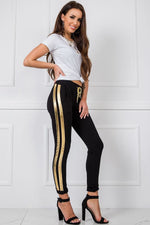 StrideLine – Joggebukser for kvinner med kontraststriper på siden til dame fra MS StyleHaven, laget av Bomull; Elastan-1, farge Grå, størrelse XL, med sleeveless ermer, perfekt til casual; dress
