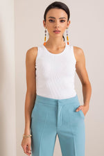 Topp BFG til dame fra MS StyleHaven, laget av Bomull, farge Blå, størrelse S, med sleeveless ermer, perfekt til casual; dress