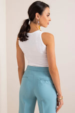 Topp BFG til dame fra MS StyleHaven, laget av Bomull, farge Blå, størrelse M, med sleeveless ermer, perfekt til casual; dress