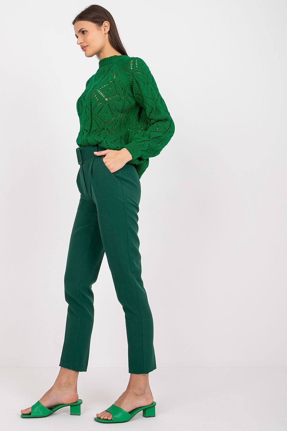 Damebukser med høy midje til dame fra MS StyleHaven, størrelse M, med long, bukselengde long, kjolelengde maxi, kjolestil gown; sheath