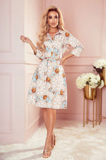 Flared skjortekjole fra Numoco – Stilig og komfortabel beige kjole til dame fra MS StyleHaven, laget av polyester, farge Flerfarget, størrelse M, med 45720 ermer, perfekt til casual; dress