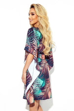 Sofia Day kjole til dame fra MS StyleHaven, laget av polyester, farge Rød 2, størrelse 2XL/3XL, med short ermer, perfekt til casual; dress