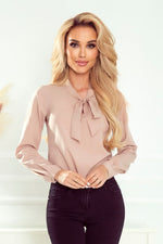 Business bluse til dame fra MS StyleHaven, laget av polyester, farge Marineblå 2, størrelse S, med long ermer, perfekt til casual; dress