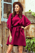 Sofia Day kjole til dame fra MS StyleHaven, laget av polyester, farge Marineblå, størrelse S/M, med short ermer, perfekt til casual; dress