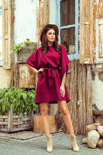 Sofia Day kjole til dame fra MS StyleHaven, laget av polyester, farge Marineblå, størrelse L/XL, med short ermer, perfekt til casual; dress